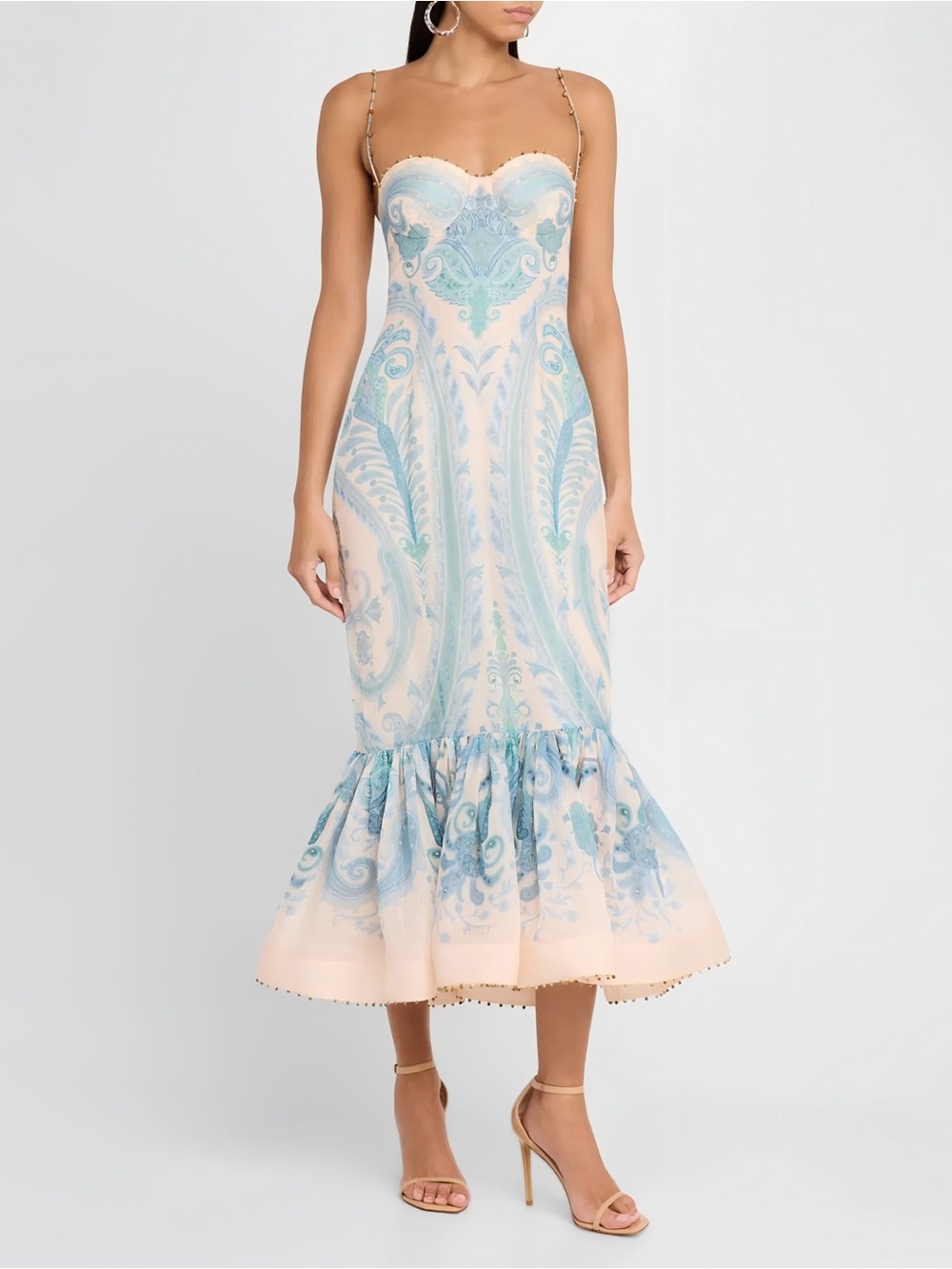 Zimmermann Blush Paisley Midi with Light Blue Accents